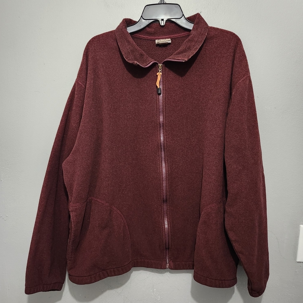 L.L. Bean Men's Maroon Zip-Up Sweater Jacket Size XL